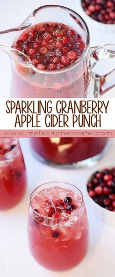 sparkling cranberry apple cider punch is an easy and delicious drink for the holiday season