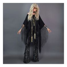 Goth Country, Fringed Cardigan, Velvet Fringe, Boho Goth, Hippie Fashion, Boho Festival Fashion, Bohemian Chic Fashion, Country Western