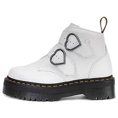 (WMNS) Dr.Martens Devon Heart Leather Platform Boots 'White' 26439100 Dr Martens Devon Heart, Dr Martens Devon, Leather Platform Boots, Boots White, Platform Boots, Stylish Sneakers, Dr. Martens, Devon, Perfect Pair