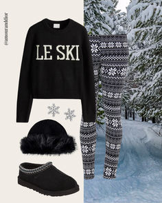 Après-Ski Outfit Idea ❄️🤍 Apres ski clothing, skiing outfit, winter outfits, winter wear, holiday outfit, cold weather outfits, Aspen, Vail, Stowe, printed leggings, snow boots, uggs, mock neck sweater, jumpers, fur cuff beanie Outfit Cold Weather, Boots Uggs, Ski Clothing, Skiing Outfit, Holiday Outfit, Cold Weather Outfits, Outfit Winter, Outfits Winter, Mock Neck Sweater