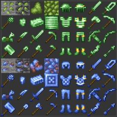 an old computer screen with some pixellated objects on the top and bottom, all in different colors