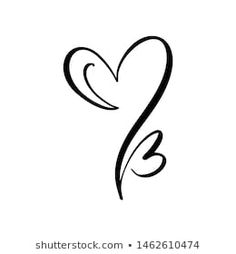 the letter s is made up of two hearts and has been drawn in black ink