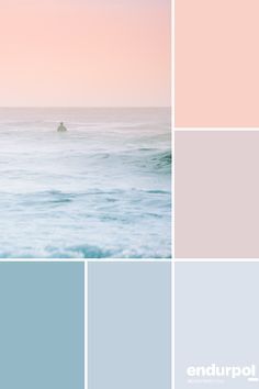 the ocean is full of waves and pinks, blue, and grey colors that match