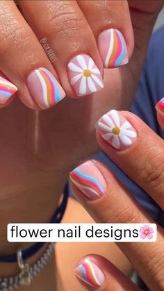 Nail Art Non Acrylic, Flower Nail Designs, Nails Polish, Polish Colors, Short Acrylic Nails Designs, Fire Nails, Dream Nails, Pretty Acrylic Nails