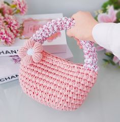 Handmade Pink Crochet Bag For Beach, Pink Crochet Bags For Spring, Handmade Pink Pouch Shoulder Bag, Handmade Pink Shoulder Bag For Gift, Trendy Pink Crochet Bags, Cute Pink Bucket Bag, Handmade Pink Crochet Shoulder Bag, Pink Crochet Shoulder Bag For Spring, Trendy Pink Rectangular Crochet Bag