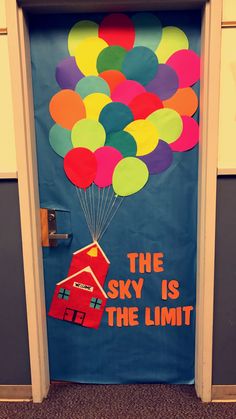 the sky is the limit door decoration for an elementary school or high school classroom room