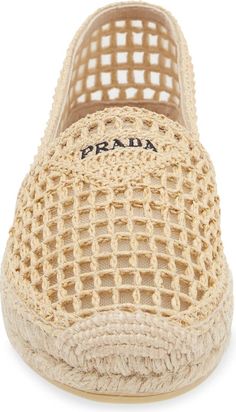 Prada Woven Raffia Espadrille (Women) | Nordstrom Shoes Crochet, Woven Raffia, Crochet Shoes, Prada Shoes, Crochet Dress, Diy And Crafts, Espadrilles, Prada, Nordstrom