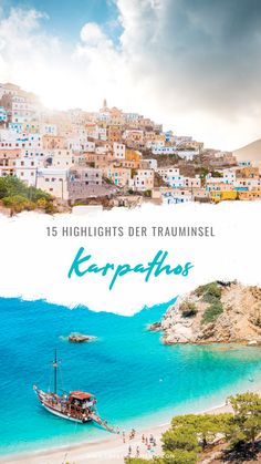 a boat on the beach with text overlay that reads 15 highlights der traumisel karphus