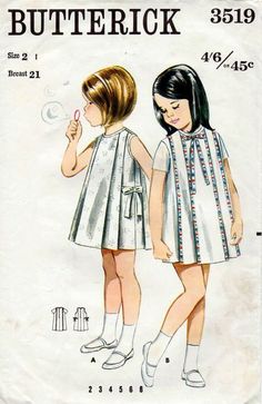 Children's Dresses, Vintage Childrens Clothing, Patron Vintage, Childrens Sewing Patterns, Vintage Girls Dresses, Fur Coat Vintage, Butterick Sewing Pattern, Heirloom Sewing, Retro Mode