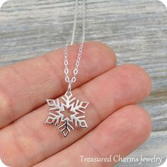 This Snowflake Necklace comes on a sterling silver chain that is available in different lengths. Please choose your desired length from the drop-down menu when placing the item in your shopping cart. { CHARM DETAILS }★ Material: .925 Sterling Silver★ Finish Color: Silver★ Measurements: 1/2" x 5/8"★ Dimensions: Double-sided{ SIMILAR ITEMS } More Christmas themed items available from my shop: https://www.etsy.com/shop/treasuredcharms/search?search_query=christmas{ GIFT OPTIONS}Gift boxes are avail Winter Blizzard, Necklace Snowflake, Snowflake Necklace, Snowflake Pendant, Christmas Necklace, Jewellery Inspiration, Silver Snowflakes, Christmas Jewelry, Sterling Silver Chain