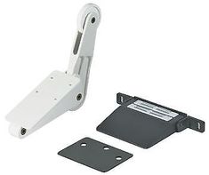 an image of a white wall mount with mounting kit for the back of a laptop