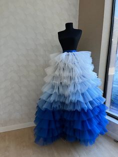 Ombre Tulle Skirt, Blue Tulle Gown With Tulle Skirt, Blue Long Tulle Skirt, Blue Tulle Long Skirt, Blue Tulle Wedding Gown, Blue Wedding Gown With Tulle Skirt, Blue Tulle Skirt Gown For Prom, Blue Tulle Skirt Prom Gown, Blue Prom Gown With Tulle Skirt