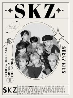 the poster for skz's album, which features six members in black and white