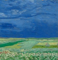 an image of a painting with blue sky and clouds