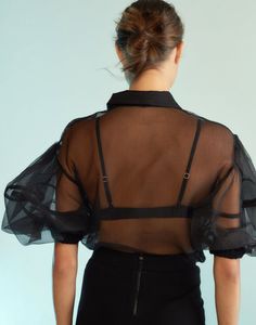 Organza Top, Puff Sleeve Blouse, Cynthia Rowley, Black Blouse, Favorite Jeans, Lifestyle Brands, Puff Sleeves, Jeans Pants, Style Guides