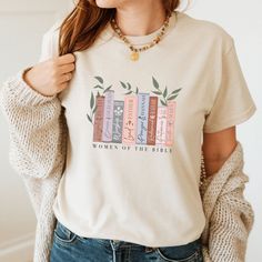 Shirts For Women Christmas, Christian Woman Outfit Ideas, Bible Verse Shirts, Gift For Librarian, Christian Shirts For Women, Christian Clothes, Homeschool Shirts, Book Nerd Shirts, Christian Graphic Tees