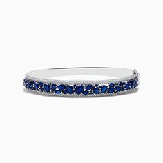 Effy Royale Bleu 14K White Gold Blue Sapphire and Diamond Bangle