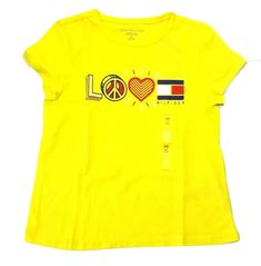 Girl Tommy Hilfiger Graphic Tee Short Sleeve  Armpit - Armpit = Small 14" Armpit- Armpit Medium = 15"1/2 Armpit - Armpit Large = 16" 1/2 Armpit - Armpit XLarge = 17" Yellow Cotton Tommy Hilfiger Top, Yellow Tommy Hilfiger Cotton Top, Tommy Hilfiger Yellow Cotton Tops, Tommy Hilfiger Girl, Girls Top, Girls T Shirt, Graphic Top, Girl Top, Girls Tshirts