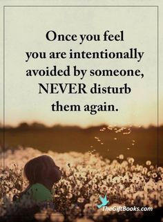 a person sitting in a field with the words, once you feel you are internationally avoiding by someone never disturb them again