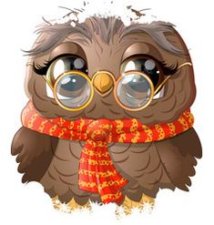 an owl wearing glasses and a scarf