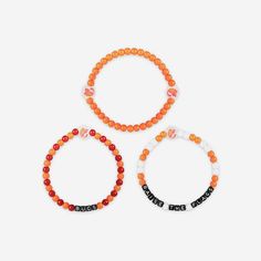 A whole new way to rep the team in style is here. Step up your fan fashion sense with this Tampa Bay Buccaneers Creamsicle 3 Pack Beaded Friendship Bracelet. These matching friendship bracelets have an all-over team-colored design and team logo displays, which makes them the perfect way to show your support for the Tampa Bay Buccaneers on gamedays and every day in between. Every bead bracelet design is the perfect addition to your outfit, whether you’re heading to the game, watching at home, or Casual Game Day Wristband With Letter Beads, Casual Friendship Bracelets With Letter Beads, Casual Multicolor Bracelets For Game Day, Personalized Red Casual Wristband, Red Personalized Casual Wristband, Casual Red Friendship Bracelets With Letter Beads, Casual Orange Bracelets With Letter Beads, Matching Friendship Bracelets, Cool Friendship Bracelets