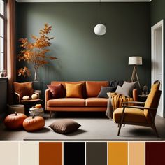 a living room filled with furniture and lots of colors