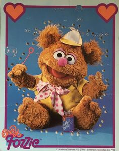 an advertisement for the pepsi cola company featuring a brown teddy bear with polka dots on it's shirt