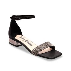 Lady Couture-Doris Sandal Up your cocktail look wearing the Doris sandal from Lady Couture. Rhinestone accented toe band and a sleek metallic heel impart a statement-making allure to this ankle strap sandal. Black T-strap Sandals With Leather Sole For Formal Occasions, Black Sandals With 4-inch Heel For Cocktail, Luxury Black Lace-up Evening Sandals, Evening Sandals With Rhinestones, Adjustable Fit, Elegant Black T-strap Sandals With Removable Insole, Cocktail Look, Trending Handbags, Metallic Heels, Athletic Sneakers