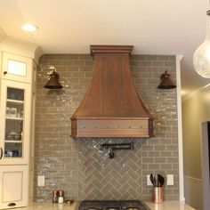 Custom copper range hood Metal Range Hood Ideas, Plaster Hood Range, Hammered Copper Range Hood, Copper Kitchen Hood, Metal Range Hood, Copper Hood, Hood Ideas, Copper Range Hood, Kitchen Exhaust