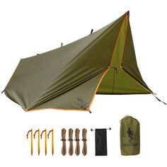 an image of a tent set up with accessories