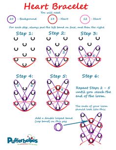 the instructions for how to draw heart bracelets