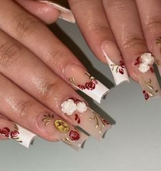 There's a new beauty trend taking over Instagram and it's absolutely stunning. Say hello to "quartz nails". Simple Mexican Nails Designs, Unique Coffin Nail Designs, Nails With Rose Petals, Graduation Nail Inspo 2024, Spanish Style Nails, Rose Nail Art Designs Flower, Rose Acrylic Nails Design, Hacienda Nails, Virgencita Nails Short