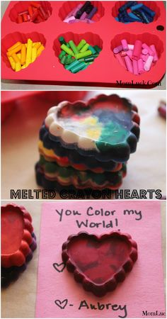 valentine's day card made with melted crayon hearts