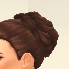 an animated image of a woman's head with hair styled into a high bun