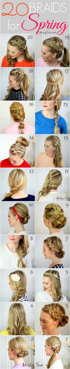 20 Braids for Spring diy hair ideas diy ideas easy diy diy beauty diy hair diy fashion beauty diy diy style diy braid hairstyles diy hair style hair tutorials Types Of Hair, Love Hair, Hair Today, Hair Designs, Hair Day