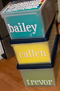 three boxes stacked on top of each other with the words bailey written on them in different languages