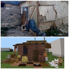 before and after photos of a house being demolished