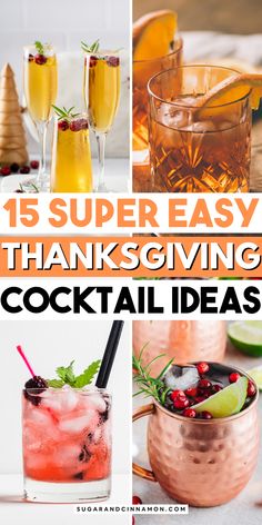 a collage of thanksgiving cocktails with text overlay