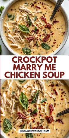 crockpot marry me chicken soup in a white bowl