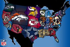 a map of the united states with all football teams on it and happy super bowl sunday