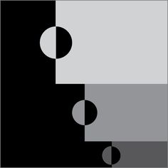 an abstract black and white painting with circles on the bottom half of it, in shades of gray