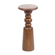 a small wooden stool sitting on top of a white background