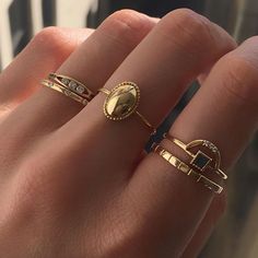 Jennie Kwon Designs- uniquely designed elevated stackable pieces Gorgeous Rings, Gold Bar Earrings, Pretty Rings, Bar Earrings, Pretty Design