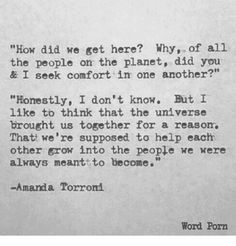 an old typewriter with the words'how did we get here? why if all the people on the planet, did you & i seek comfort in one another?