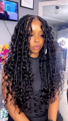 Mo 🌻 HairByModotLLC on Instagram: "Whispy locs on this beau 😍 GORGEOUS 🤍 • • • #jahlocs #distressedlocsnyc #westchesterhairstylist #islandlocs #boholocs #locs #protectivestyles #fauxlocsnyc #fauxlocsct #gypsylocs #infinitylocs #bonitalocs #butterflylocsnyc #coolielocs #texturedlocs #naturalhairstyles #distressedlocsct #humanhairlocs #tutorial #texturedlocsct #hairbymodot" Soft Locs Boho Curls, Gypsylocs Hairstyles, Fairy Locs Hairstyle, Boho Dreads Black Women, Boohoo Locs, Blonde Soft Locs, Boho Locs Over Real Locs, Jah Locs Tutorial, Boho Locs Hairstyles