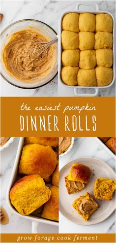 Try the easiest pumpkin dinner rolls that are soft, fluffy, and perfect for fall meals. Made with pumpkin puree, these rolls are delicious with soups, stews, or slathered with cinnamon butter for a sweet twist. Ideal for Thanksgiving or Christmas feasts! Find more dinner rolls recipe, bread rolls, yeast bread, and Bread Baking Recipes & Making Bread at growforagecookferment.com. Pumpkin Yeast Bread