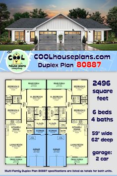 the floor plan for a two story house with 3 bedroom and 2 bathes in it