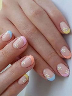 Cute Summer Nail Designs, Cute Short Nails, Summer Nail Designs, Almond Acrylic Nails, Round Nails