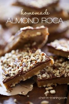 homemade almond rocca bars stacked on top of each other