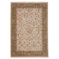 Jules-Sarouk Ivory Multi Machine Woven Rug Rectangle image Rose Rug, Southwestern Area Rugs, Rug Size Guide, Ivory Area Rug, Rug White, Contemporary Outdoor, Color Of The Year, White Area Rug, Bungalow Rose